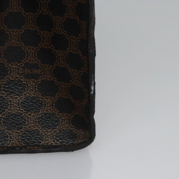 CELINE Macadam Canvas Hand Bag PVC Leather Black Brown Auth bs23202 - Picture 13 of 16